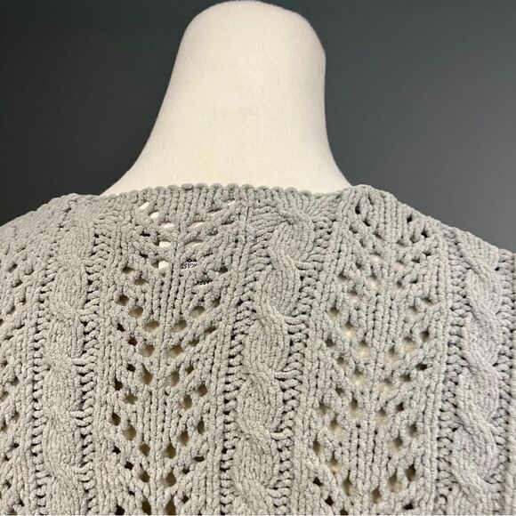 Jessica Simpson crop long sleeve open cardigan size medium very pale dust green - Picture 6 of 12